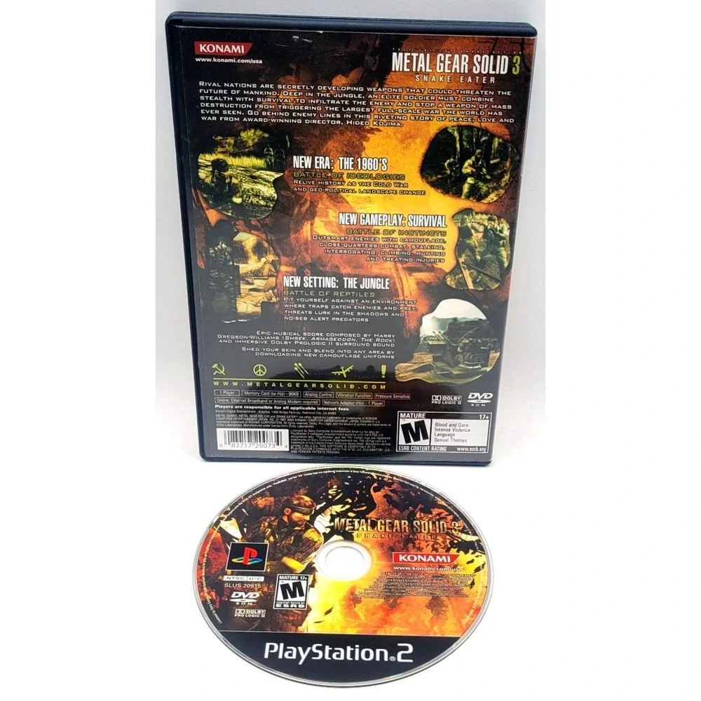 Metal Gear Solid 3: Snake Eater (Sony‎ PlayStation 2, 2004) PS2 GAME & CASE